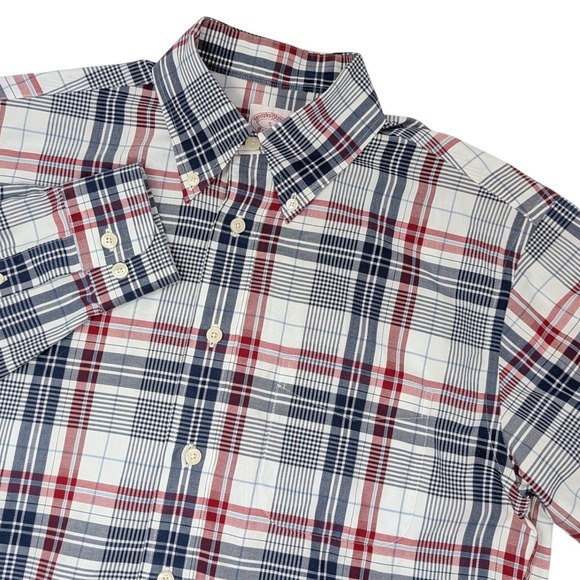 Brooks Brothers Other - Brooks Brothers Madison Shirt Mens Small Red White Blue Plaid Supima Cotton